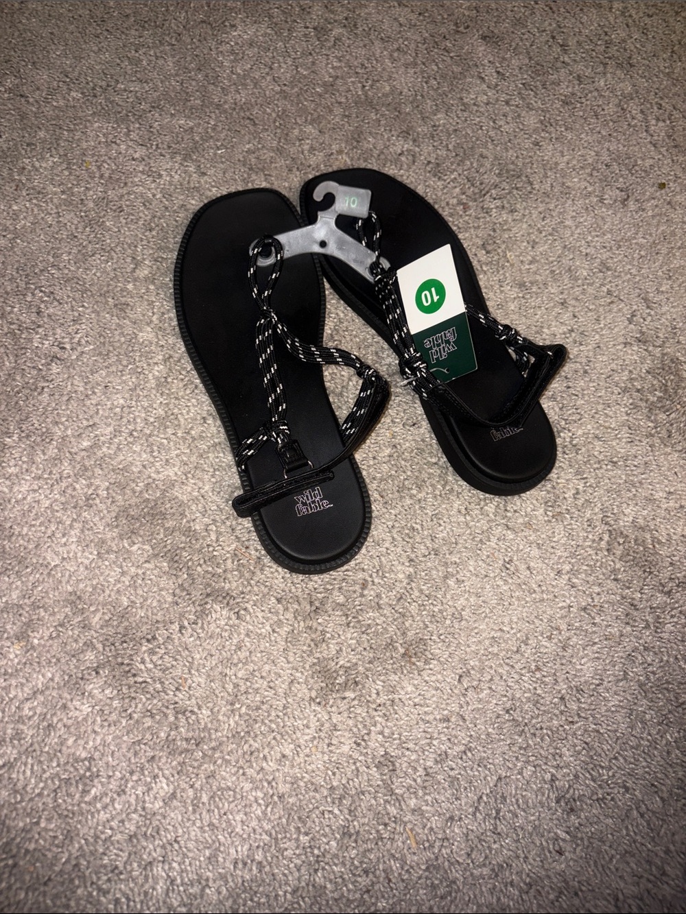 Wild fable Black Braided T-Strap Women's Sandals new